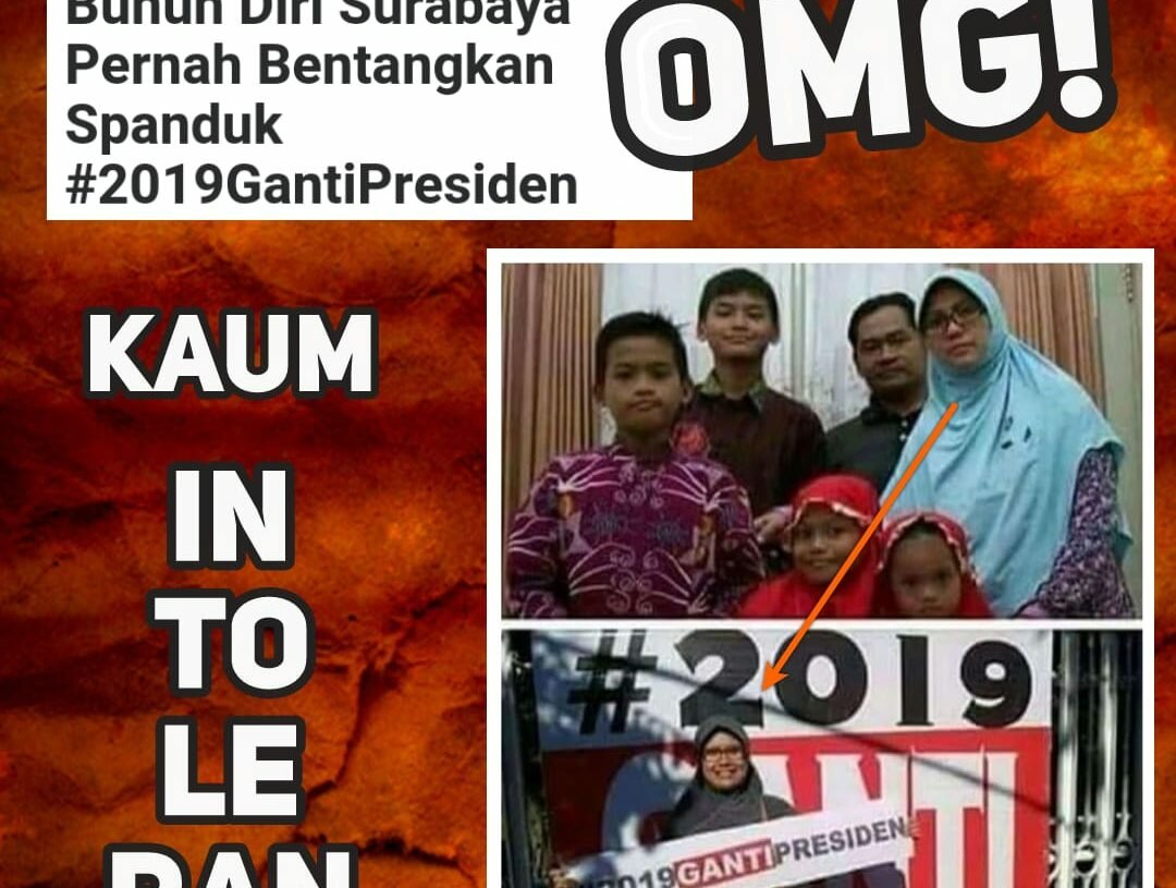 Terkuak! Pelaku Bom Bunuh Diri di Surabaya Pernah Bentangkan #2019GantiPresiden